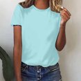 thumbnail image 2 of Yuyuzo Chemises d'Été pour Femmes Col Rond Manches Courtes Tee Tops Blouses Amples Unies, 2 of 5