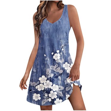 Staron Robes pour Femmes Été Amples Été Sans Manches par-Dessus de Maillot de Bain Col en V Décontracté Printemps Voyage Vacances Robe Débardeur