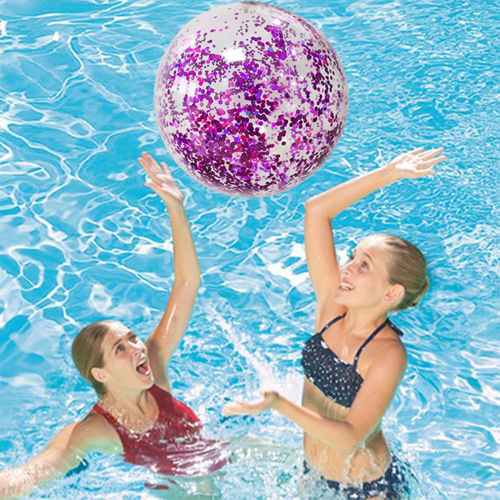 yulier Ballon de Plage Gonflable Pailleté 16 Pouces Confettis pour Enfants, Adolescents et Adultes, Ballon Transparent pour Fête à la Piscine, Jouet d'Été pour Fête à la Plage (Or