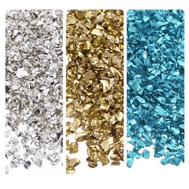 Unique Bargains Dark Color Series Crushed Glass Chips, 3 Colors, 1-4mm Irregular Glitter, 28g