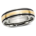 thumbnail image 1 of Mens 6mm Antiqued Titanium Wedding Band Ring with 14K Gold Inlay, 1 of 6