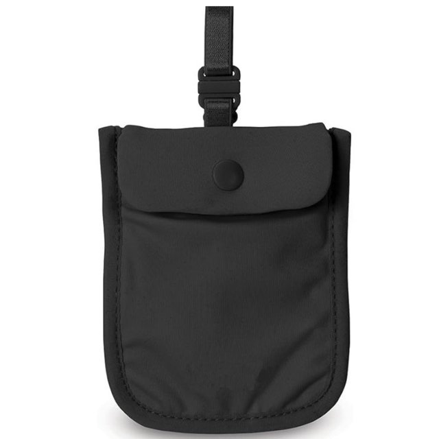 Secure Nylon Bra Wallet for Women - Anti-Theft Travel Pouch with Snap Closure, Discreet Storage for Credit Cards, Cash & ID - Lightweight, Design for Crowded Places, Festivals & Daily Use - Black