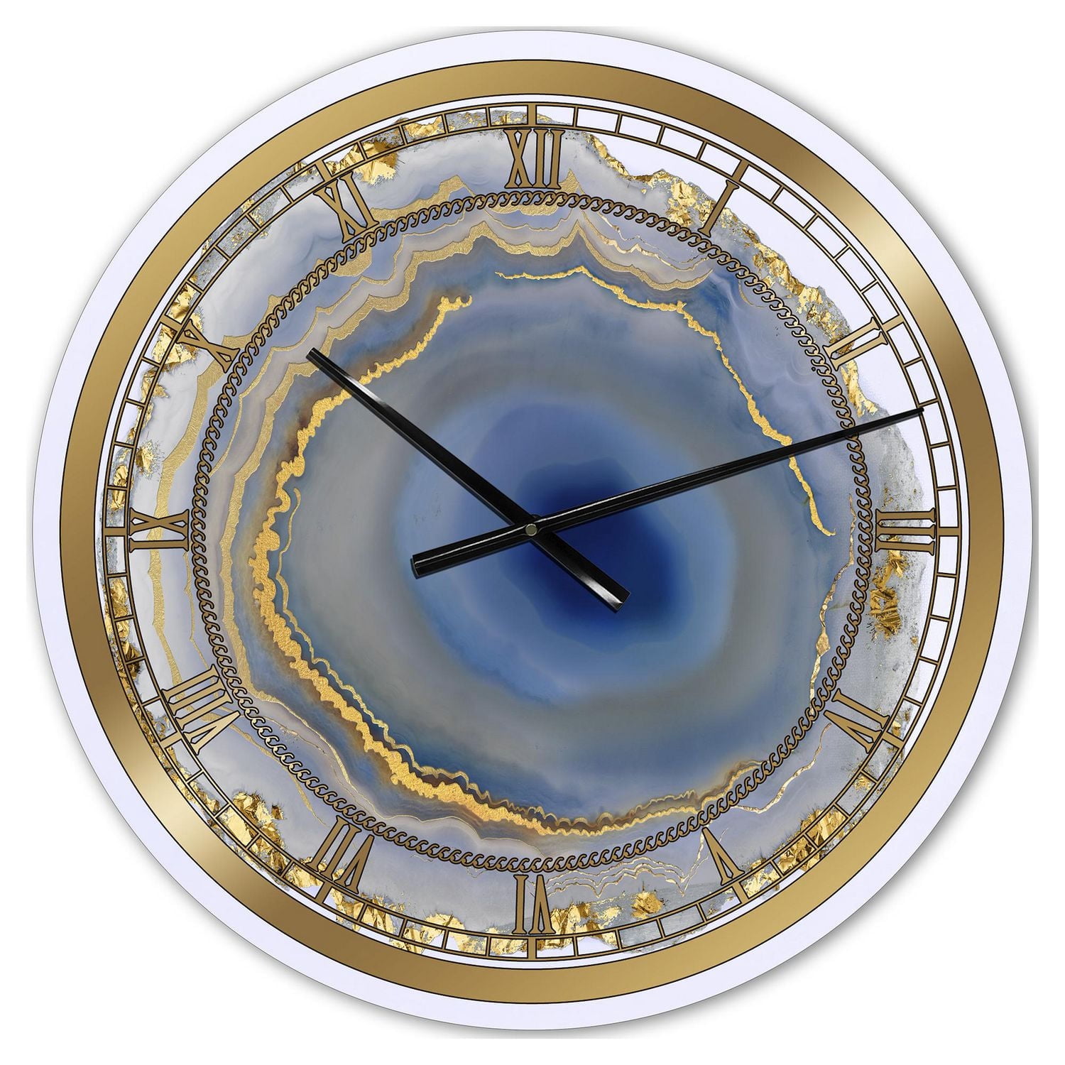 Designart 'Golden Water Agate' Oversized Fashion Wall Clock