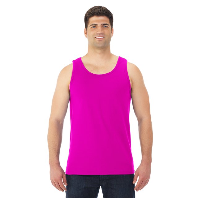 Fruit Of The Loom Mens HD Cotton Tank, XL, Neon Pink