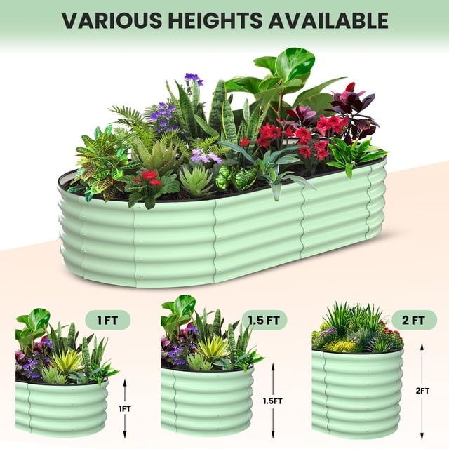BeesClover Jardinière Surélevée, Ensemble de Grandes Boîtes de Plantation d'Extérieur 8x2x1 Pi avec Acier Galvanisé, Conception à Base Ouverte, Jardinière Surélevée pour Plantes d'Extérieur, Jardinière Surélevée Durable pour le Jardinage