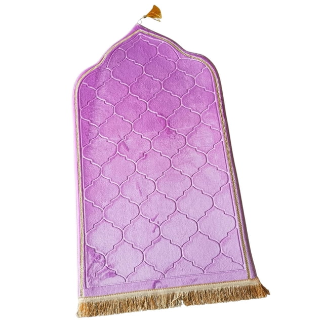 jifeng Muslim Prayer Rug Flannel Carpet Multifunctional Portable Unique Floormat Embossing for Festival Men Women Living Room Edge