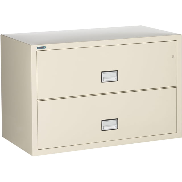 PHOENIX SAFE Lateral 44 inch 2-Drawer Fireproof File Cabinet with Key Lock, Water Seal, Putty, LAT2W44P