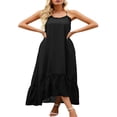 thumbnail image 1 of Robe Maxi Florale à Col en V pour Femmes, Robe Longue de Plage Ethnique à Bretelles Spaghetti Imprimée Boho Noire TG, 1 of 6