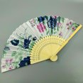 thumbnail image 4 of YAOMOBB Elegant Folding Fan Double Sided Flower Pattern Bamboo Catwalks Lightweight Hand Held Party Props, 4 of 7