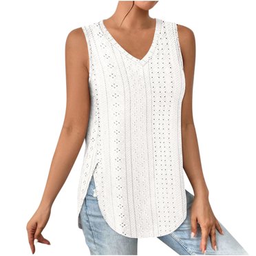 Weiqiqre Womens Fashion Summer Tops Trendy 2025 Eyelet Crossed V Neck T Shirts Loose Casual Short Sleeve Tshirts Shirts Fashion