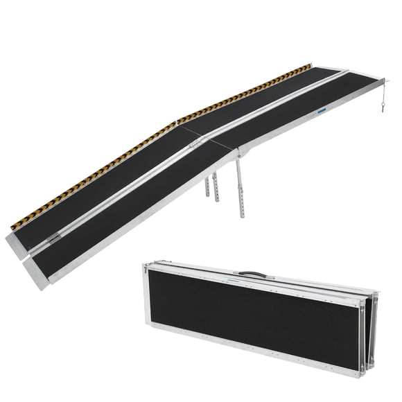 TROPOW Portable Wheelchair Ramp for Steps, 4FT Aluminum Wheelchair Ramp for Home with Non-Skid Surface and Reflective Strips, Weight Capacity Up to 600 Lbs
