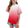 thumbnail image 3 of DecSea Girls Short Sleeve T shirt Kids Summer Oversized Gradient Crew Neck Tops Casual Basic Tee 5-14Years, 3 of 8