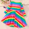 thumbnail image 5 of Nrmrqzzcjnd pour la Maison Robe à Manches Volantées pour Enfants Robe à Rayures Arc-en-Ciel à Manches Longues à Col Rond pour Filles 3-7 Ans, 5 of 5