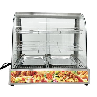 PreAsion Présentoir de Comptoir Commercial à 3 Niveaux pour Réchauffer les Aliments, Réchauffeur de Pizza avec Éclairage LED, Température Réglable 110V