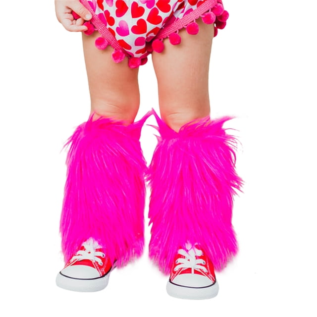 Faithtur Girl's Faux Fur Leg Warmers Solid Color Soft Cozy Fuzzy Boot Cuff Cover Party Costumes