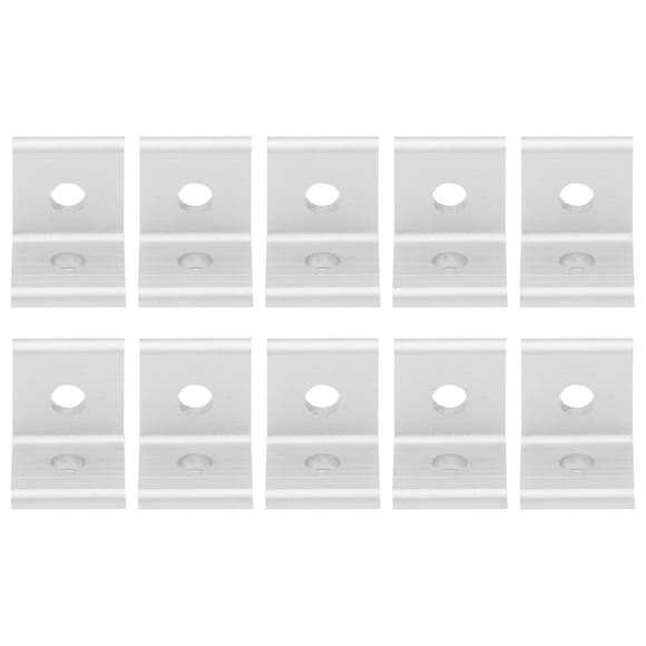 10-Pack Aluminum 90-Degree L-Shaped Corner Brackets, 3030 Series with 2 Holes, Anodized Silver Finish, Heavy-Duty Industrial Connectors for Stable Fixing & Quick Assembly, Heat/Corrosion Resistant