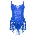 thumbnail image 1 of TSSOE Robe de Danse Latine à Sequins à Franges pour Filles Justaucorps Patinage Artistique Tango Rumba Samba Costume de Danse Bleu Royal 6, 1 of 7