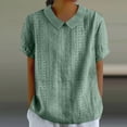 thumbnail image 2 of Timegard Hauts pour Femmes Col à Œillets Boutons au Dos Manches Courtes Blouse Confortable Décontractée Chic, 2 of 6