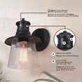 thumbnail image 3 of 1-Light Matte Black Motion Sensor Outdoor Wall Sconce with Clear Seeded Glass Shade, 3 of 7