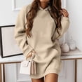 thumbnail image 2 of BADHUB Robe à Capuche Surdimensionnée à Manches Longues pour Femmes, Robe Chandail à Capuche Couleur Unie Tunique Décontractée avec Poches Offres Prime Day Kaki P, 2 of 8