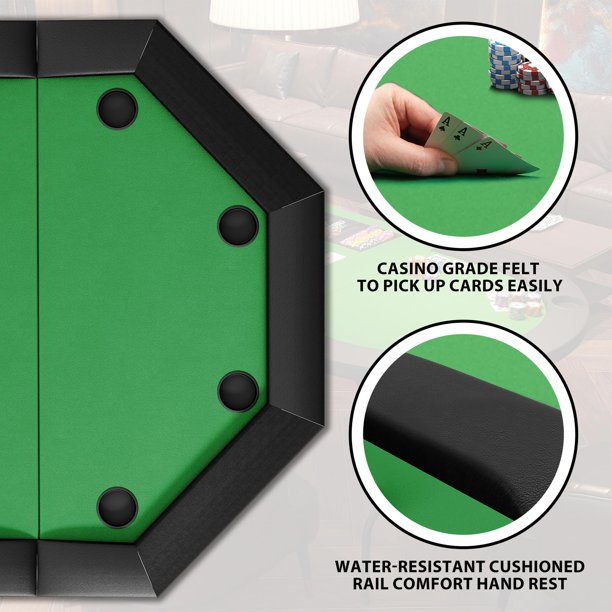 Vevor Table De Poker Octogonale Pliable 126 Cm Pour 8 Joueurs Casino Blackjack à Prix