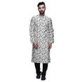 thumbnail image 1 of Atasi Ensemble Kurta Traditionnel en Satin Slub Imprimé à Col Mandarin pour Hommes, 1 of 1