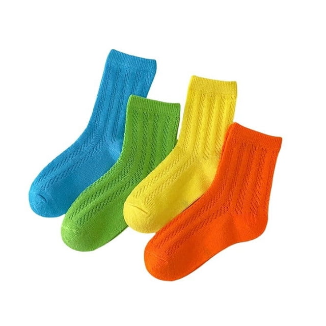 Wdgfv 4 Pairs Breathable Cartoon Print Socks Four-Piece Set for Everyday Comfort Light Blue M