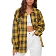 thumbnail image 1 of Women Plaid Flannel Shirt Jacket Button Down Lapel Long Sleeve Shirts Blouse Shacket Cardigan Coats Fall Spring Clothes, 1 of 7