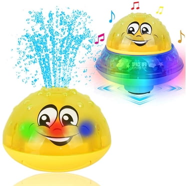 Eutreec Bath Toys, 2 in 1 Squirt Spray Water Toy LED Light Up Float Toys Automatic Induction Sprinkler Space UFO Car Toys for Baby Toddler Infant Kids Bathtub Shower Pool Toys