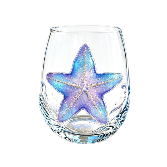 Ocean Animal Artisan Glassware Collection,Stemless Wine Glasses Ocean Decor, Marines Animal Clear Glass Tea Cup,Animals Embossed Drinking Glass for Coastal Home Bar Decor Ocean Lovers