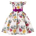 thumbnail image 2 of Funicet Robe pour Bébé Fille, Nœuds pour Bébé Fille, Petite Robe Imprimée à Manches Volantes pour Filles, Robes de Soirée pour Fête de Vacances, 2 of 9