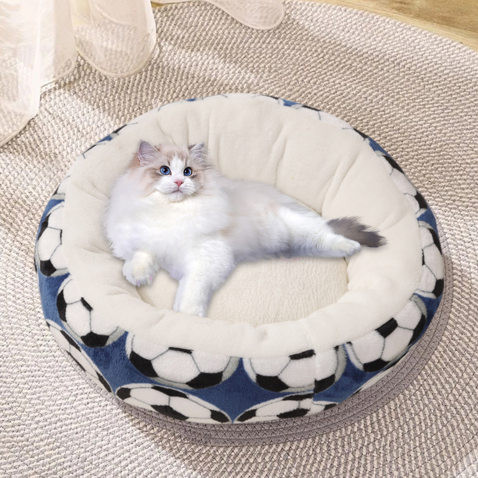 TIMIFIS Fabric Cat Bed, Flannel Pet Bed Cats Bed Dog Bed Two Purpose Thick Warm Dog Bed No Slip Moistures Proof Apartment Essentials