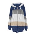 thumbnail image 4 of FAIWAD Women's Full Zip Fuzzy Fleece Hooded Coat Color Block Drawstring Fall Winter Warm Coat with Pockets, 4 of 5