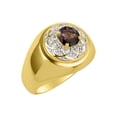 thumbnail image 3 of RYLOS Men's Rings Yellow Gold Plated Silver Designer Gypsy 7MM Round Gemstone & Diamond Ring Smoky Quartz June  Size 9, 3 of 6