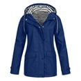 thumbnail image 1 of Veste à Doublure Rayée pour Femmes, Extérieur, Cordon de Serrage, Randonnée, Imperméable, Manteau d'Hiver Chaud à Capuche, Manteau de Sport, 1 of 5