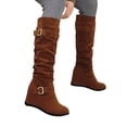 thumbnail image 3 of Bottes Mode pour Femmes Hauteur Genou avec Talon Compensé Surélevé et Boucle de Ceinture Stylée pour un Style, 3 of 6