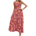 thumbnail image 2 of SMihono Robe d'Été pour Femmes Grande Taille Mode Femmes Été Décontractée Imprimé Camis Sans Manches Bandage Gilet Longue Robe, 2 of 7
