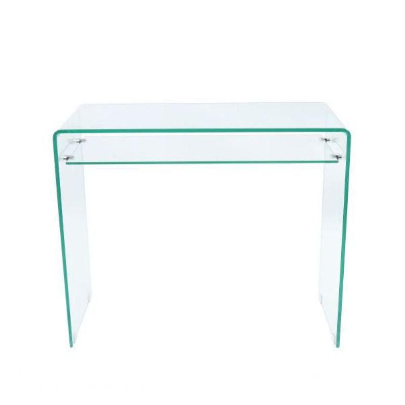 Waterfall Glass Console Table with Shelf – Elegant Design Featuring Tempered Glass Top and Bottom Shelf, for Modern Entryways or Living Rooms with Stylish Storage and Display Space