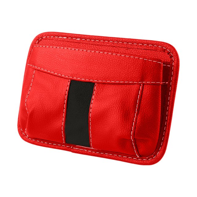 U-499 Red Red Automotive Storage Pouch Leather Material 17X12X2 Cm Hanging Bag #906fO
