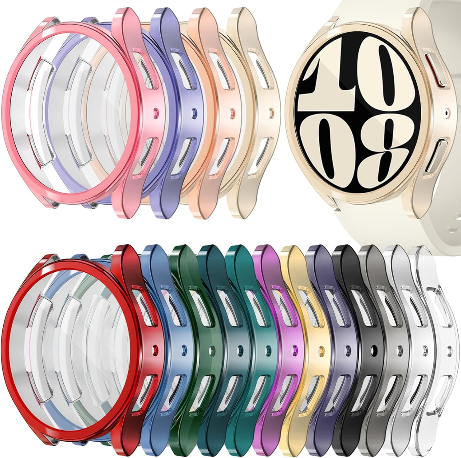 KOMI [16Pack] KOMI Compatible with Galaxy Watch 4 40mm Screen Case, Built in Screen Protector, Flexible TPU Full Protection Cover Bumpers Accessories for Samsung Watch 4/5