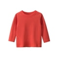 thumbnail image 1 of MIASHUI Kids Tops Toddler Girls Boys Basic Tee Long Sleeve Solid Color Undershirt,Red,6-8 Years, 1 of 2