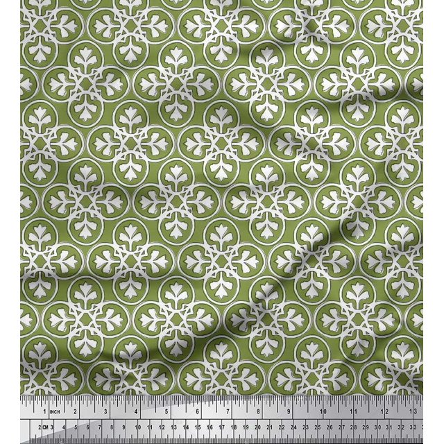 Soimoi Modal Satin Fabric Floral Block Print Fabric by The Yard 42 Inch Wide