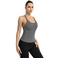 thumbnail image 4 of Charmo Women's Scoop Neck Ribbed Tank Tops Slim Straps Cropped Tops Built in Bra, 4 of 6