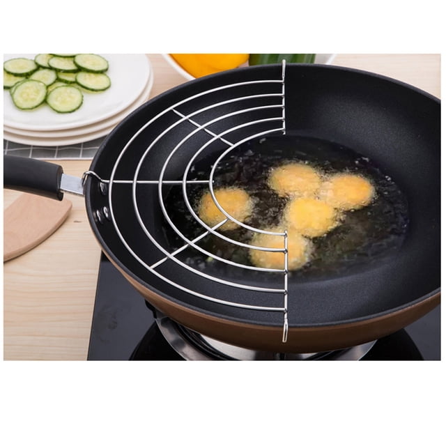 Chmadoxn Kitchen Gadgets, Kitchen Accessories, Kitchen Utensils, Kitchen Tool Stainless Steel Semi-circular Oil Draining Rack Can Be Connected To The Steaming Vegetable Rack Draining rack