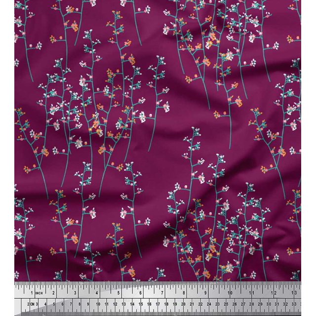 Soimoi Poly Georgette Fabric Artistic Floral Print Fabric by The Yard 52 Inch Wide