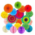 thumbnail image 1 of Hanging Paper Fans Flower Ball Tissue Paper Flower and Honeycomb Balls, 1 of 2