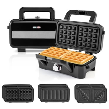 Gymax 3 in 1 Waffle Maker 1082WW Electric Panini Press Grill w/ Non-stick Plates