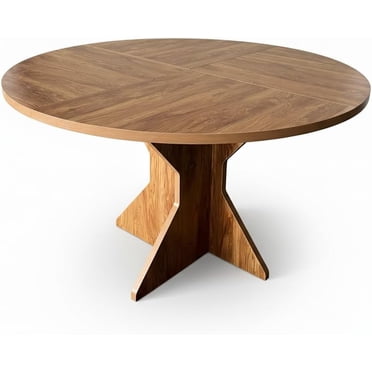 YUSAZENS Round Extendable Dining Table, Wood-Look Expandable Table for Kitchen/Dining Room, Perfect for Family Meals and Entertaining Guests