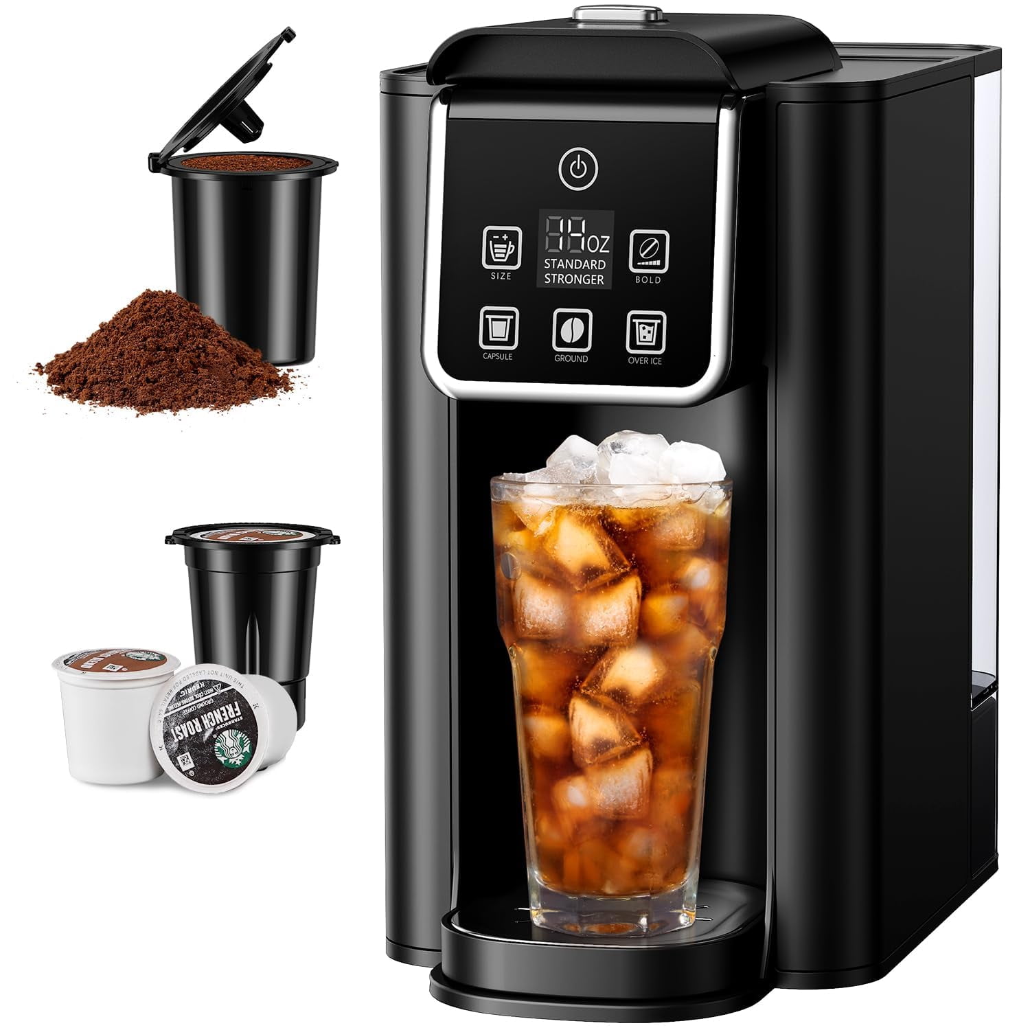 SHARDOR Single Serve Coffee Maker 2.0, Hot and Iced Coffee Machine for K Cup Pods & Ground Coffee, 6 to 14 oz Brew Sizes, 50 oz Removable Water Tank,