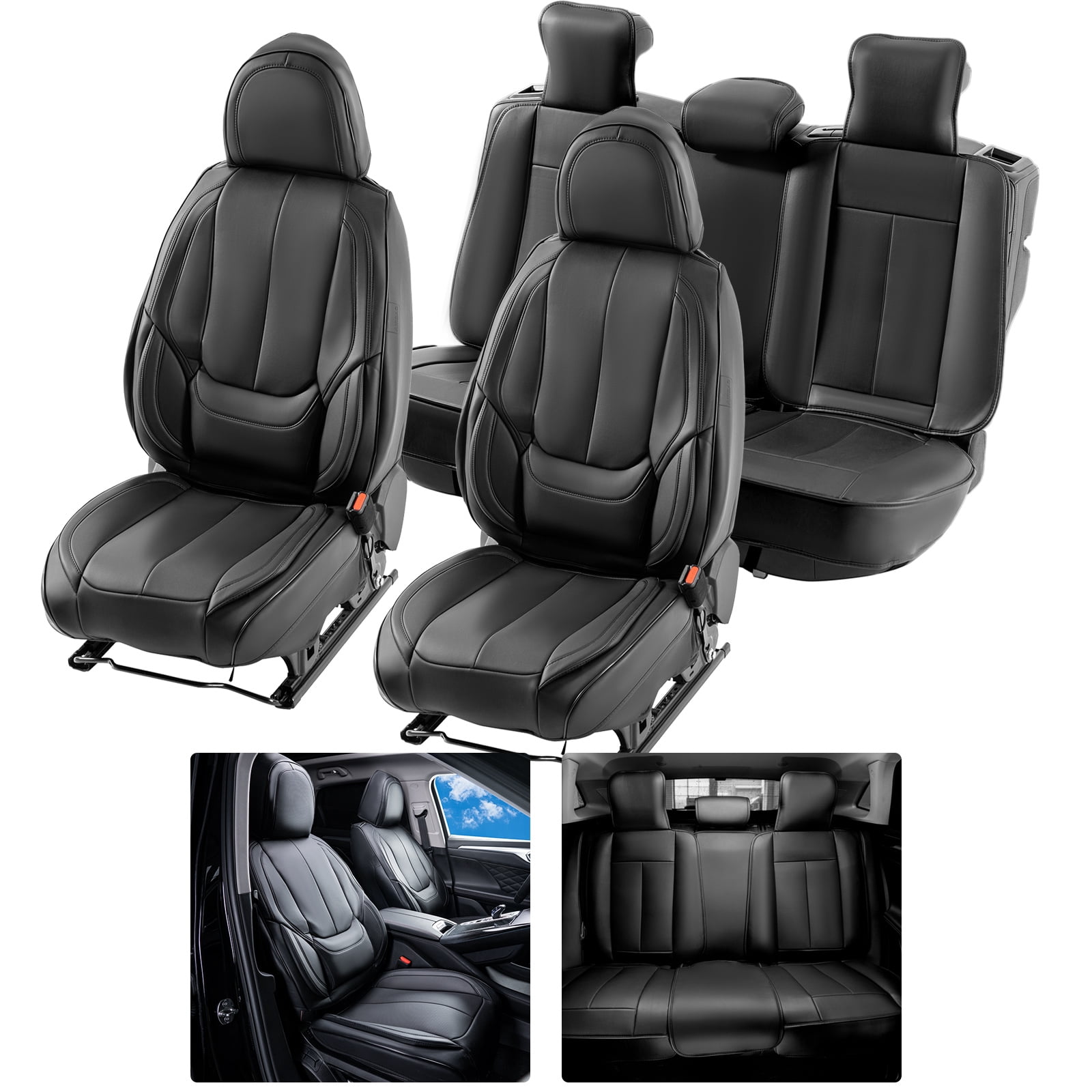 VEVOR Universal Car Seat Covers Full Set Front and Rear Seat, 13pcs Faux Leather Seat Cover